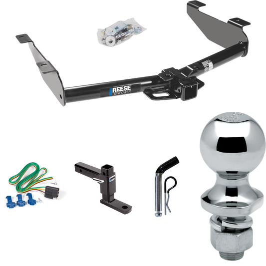 Fits 2001-2002 GMC Sierra 3500 Trailer Hitch Tow PKG w/ 4-Flat Wiring + Adjustable Drop Rise Ball Mount + Pin/Clip + 1-7/8" Ball By Reese Towpower