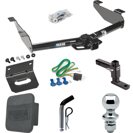 Fits 2001-2002 GMC Sierra 3500 Trailer Hitch Tow PKG w/ 4-Flat Wiring + Adjustable Drop Rise Ball Mount + Pin/Clip + 1-7/8" Ball + Wiring Bracket + Hitch Cover By Reese Towpower