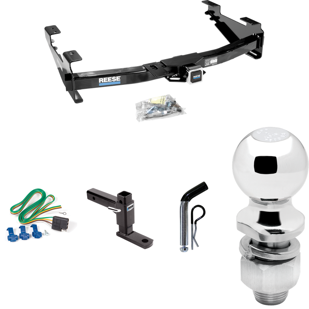 Se adapta al paquete de enganche de remolque Chevrolet Silverado 2500 HD 2003-2007 con 4 cables planos + soporte de bola ajustable + pasador/clip + bola de 2" (para modelos (clásicos)) de Reese Towpower