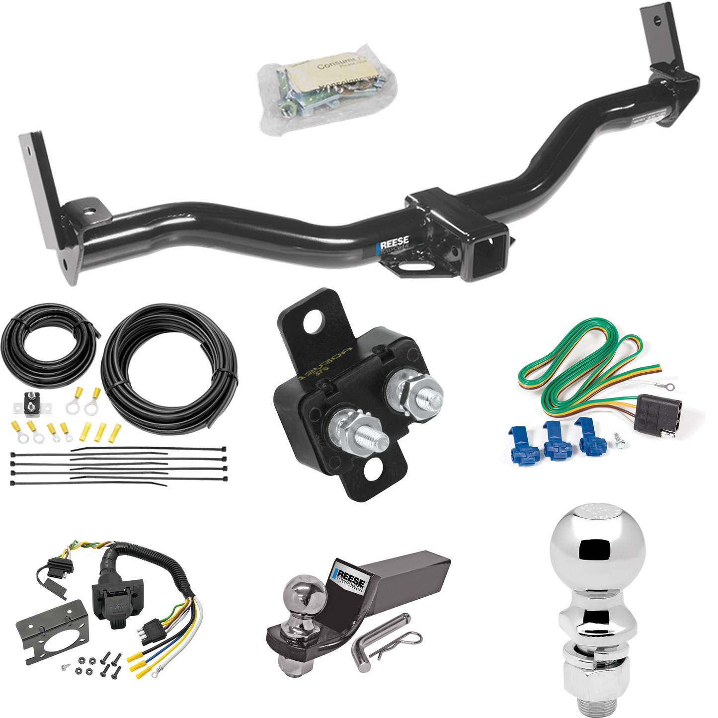 Fits 1991-1994 Ford Explorer Trailer Hitch Tow PKG w/ 7-Way RV Wiring + 2" & 2-5/16" Ball + Drop Mount By Reese Towpower