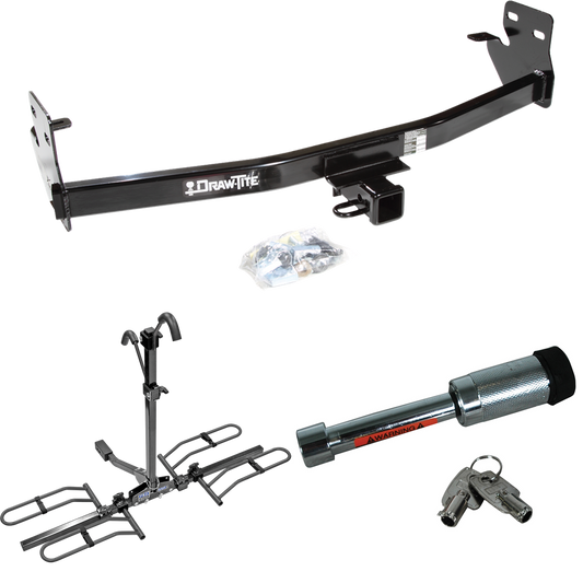 Fits 2007-2008 Isuzu i-290 Trailer Hitch Tow PKG w/ 2 Bike Plaform Style Carrier Rack + Hitch Lock By Draw-Tite