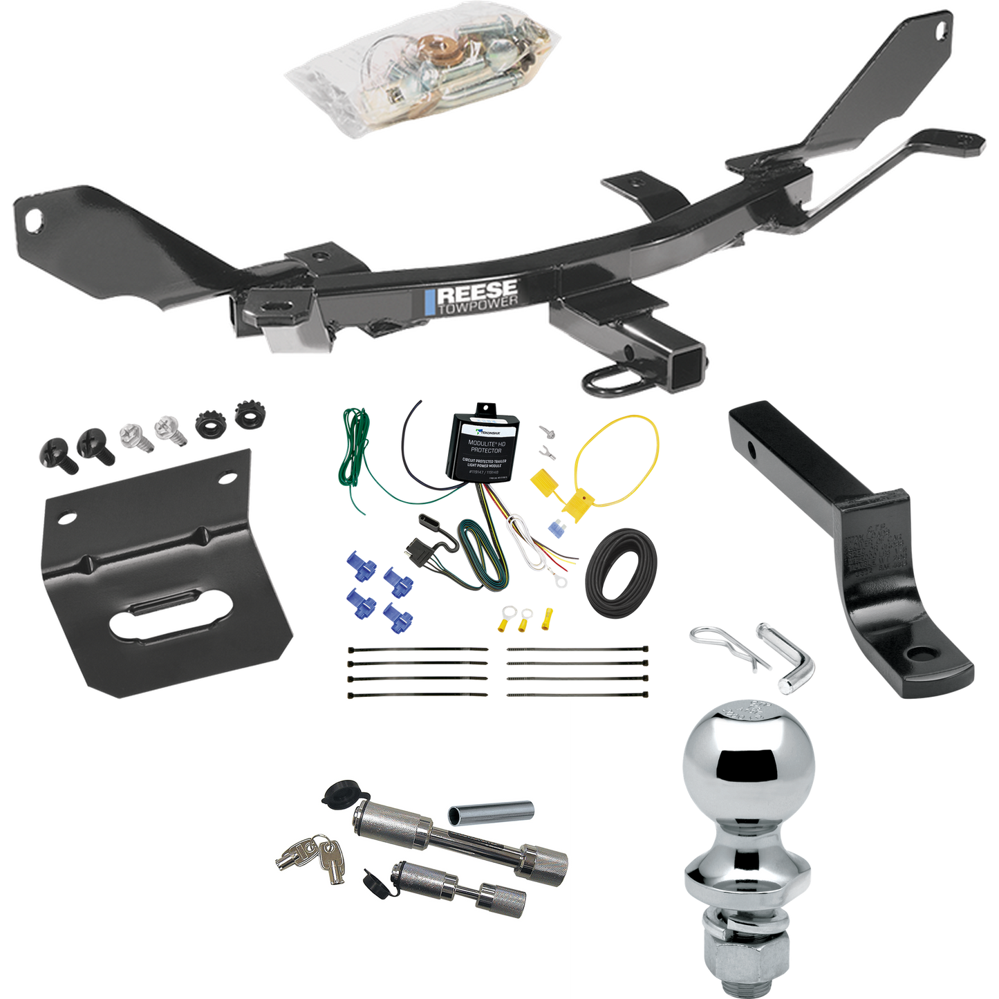 Fits 2006-2006 Lincoln Zephyr Trailer Hitch Tow PKG w/ 4-Flat Wiring Harness + Draw-Bar + 1-7/8" Ball + Wiring Bracket + Dual Hitch & Coupler Locks By Reese Towpower