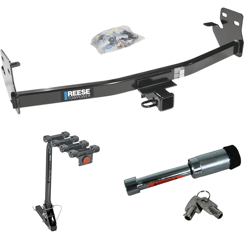 Fits 2006-2006 Isuzu i-280 Trailer Hitch Tow PKG w/ 4 Bike Carrier Rack + Hitch Lock By Reese Towpower