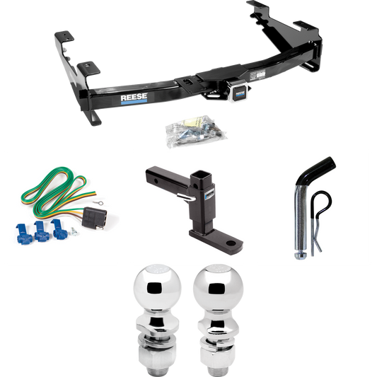 Fits 2003-2007 Chevrolet Silverado 2500 HD Trailer Hitch Tow PKG w/ 4-Flat Wiring + Adjustable Drop Rise Ball Mount + Pin/Clip + 2" Ball + 2-5/16" Ball (For (Classic) Models) By Reese Towpower