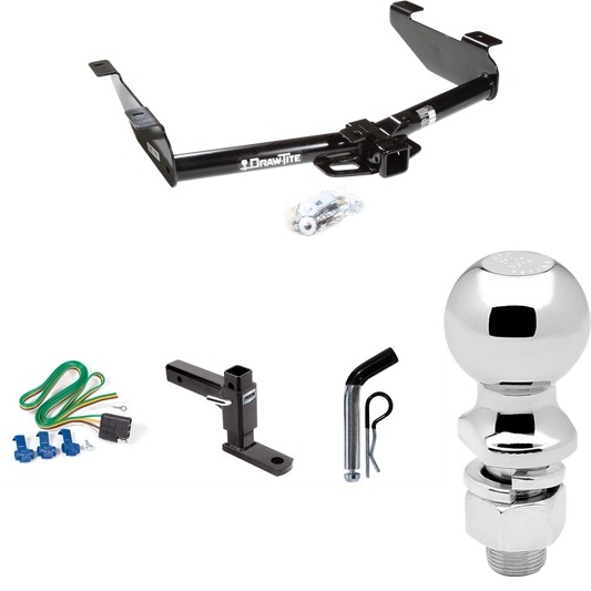 Fits 2001-2002 GMC Sierra 2500 HD Trailer Hitch Tow PKG w/ 4-Flat Wiring + Adjustable Drop Rise Ball Mount + Pin/Clip + 2-5/16" Ball By Draw-Tite