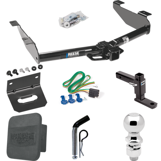 Fits 2003-2007 GMC Sierra 2500 HD Trailer Hitch Tow PKG w/ 4-Flat Wiring + Adjustable Drop Rise Ball Mount + Pin/Clip + 2-5/16" Ball + Wiring Bracket + Hitch Cover (For (Classic) Models) By Reese Towpower