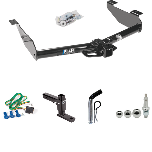 Fits 2003-2007 Chevrolet Silverado 3500 Trailer Hitch Tow PKG w/ 4-Flat Wiring + Adjustable Drop Rise Ball Mount + Pin/Clip + Inerchangeable 1-7/8" & 2" & 2-5/16" Balls (For (Classic) Models) By Reese Towpower