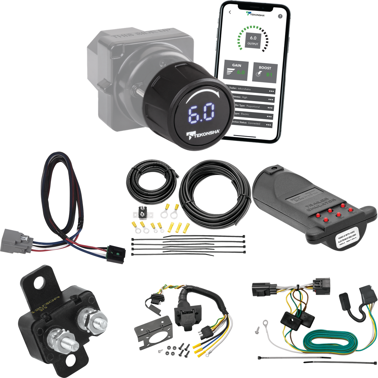 Fits 2018-2018 Jeep Wrangler JK 7-Way RV Wiring + Tekonsha Prodigy iD Bluetooth Wireless Brake Control + Plug & Play BC Adapter + 7-Way Tester and Trailer Emulator (Excludes: w/Right Hand Drive & Limited Edition Models) By Tekonsha