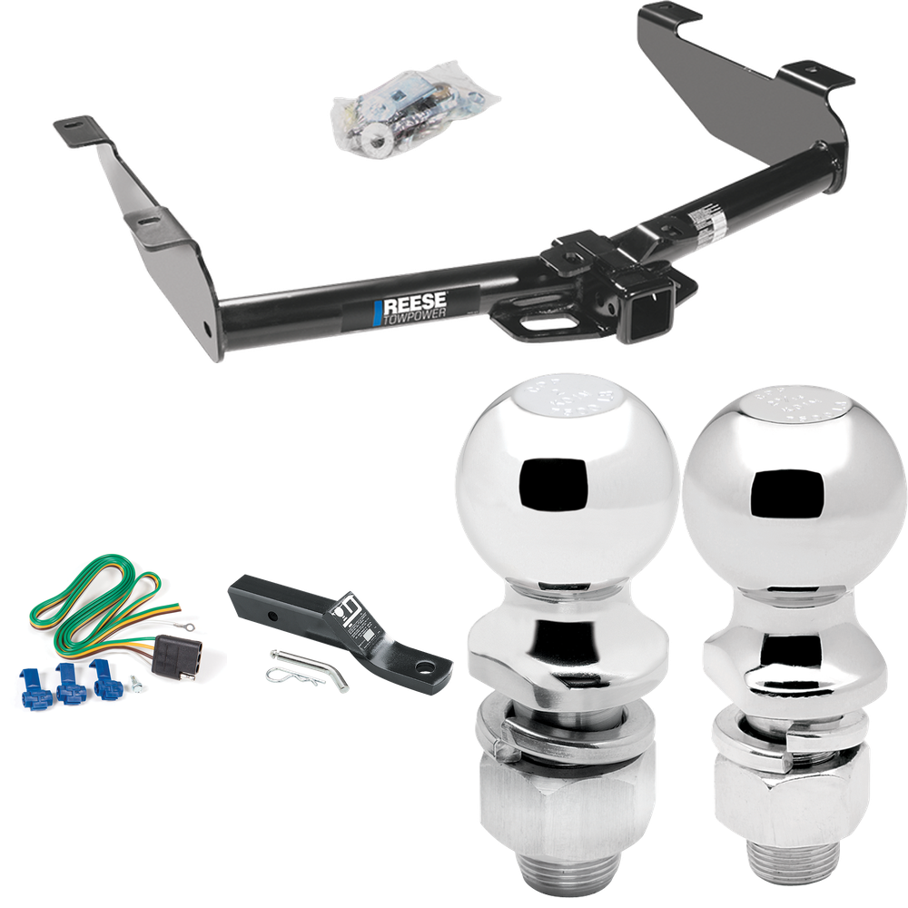 Fits 2001-2002 Chevrolet Silverado 3500 Trailer Hitch Tow PKG w/ 4-Flat Wiring + Ball Mount w/ 2" Drop + 2" Ball + 2-5/16" Ball By Reese Towpower