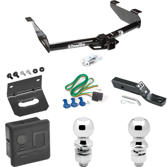 Fits 2003-2007 GMC Sierra 2500 HD Trailer Hitch Tow PKG w/ 4-Flat Wiring + Ball Mount w/ 2" Drop + 2" Ball + 2-5/16" Ball + Wiring Bracket + Hitch Cover (For (Classic) Models) By Draw-Tite