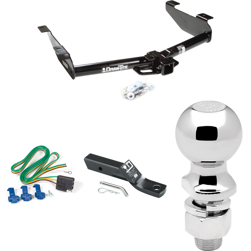 Fits 2001-2002 GMC Sierra 3500 Trailer Hitch Tow PKG w/ 4-Flat Wiring + Ball Mount w/ 2" Drop + 2-5/16" Ball By Draw-Tite