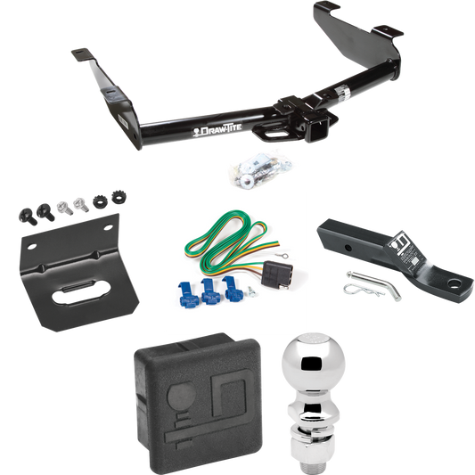 Fits 2003-2007 GMC Sierra 3500 Trailer Hitch Tow PKG w/ 4-Flat Wiring + Ball Mount w/ 2" Drop + 2-5/16" Ball + Wiring Bracket + Hitch Cover (For (Classic) Models) By Draw-Tite