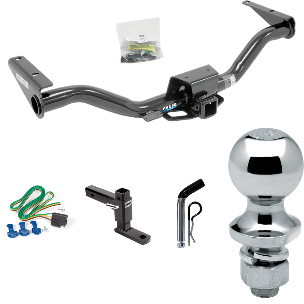 Fits 2015-2022 GMC Canyon Trailer Hitch Tow PKG w/ 4-Flat Wiring + Adjustable Drop Rise Ball Mount + Pin/Clip + 1-7/8" Ball By Reese Towpower