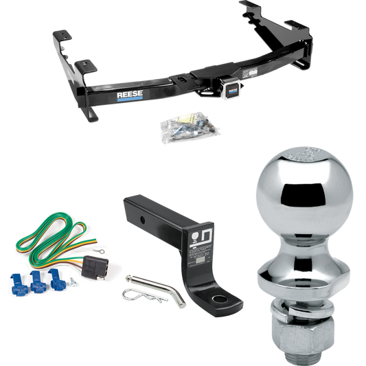 Fits 2003-2007 Chevrolet Silverado 3500 Trailer Hitch Tow PKG w/ 4-Flat Wiring + Ball Mount w/ 4" Drop + 1-7/8" Ball (For (Classic) Models) By Reese Towpower