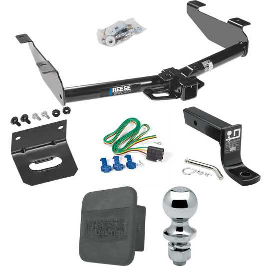 Fits 2001-2002 Chevrolet Silverado 2500 HD Trailer Hitch Tow PKG w/ 4-Flat Wiring + Ball Mount w/ 4" Drop + 1-7/8" Ball + Wiring Bracket + Hitch Cover By Reese Towpower