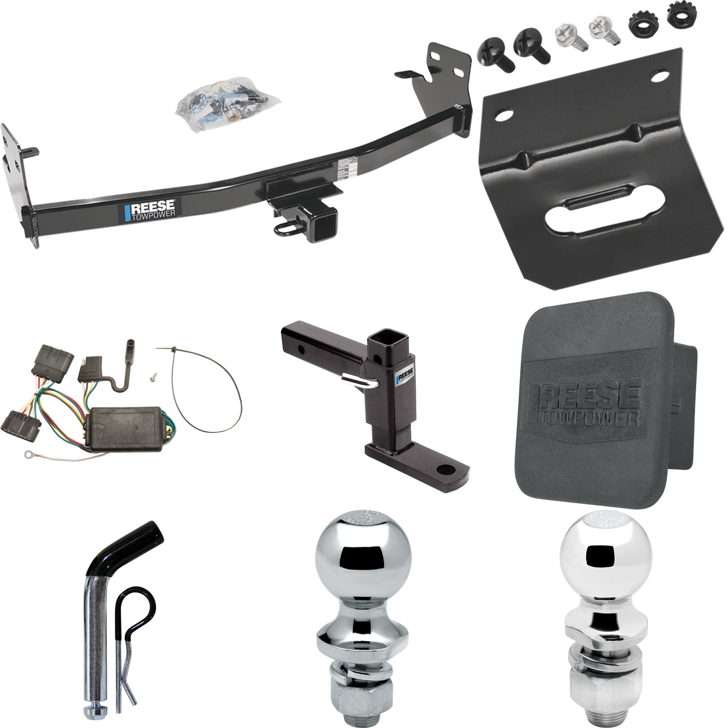 Fits 2006-2006 Isuzu i-350 Trailer Hitch Tow PKG w/ 4-Flat Wiring + Adjustable Drop Rise Ball Mount + Pin/Clip + 2" Ball + 1-7/8" Ball + Wiring Bracket + Hitch Cover By Reese Towpower