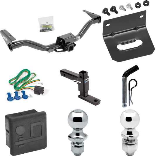 Fits 2015-2022 Chevrolet Colorado Trailer Hitch Tow PKG w/ 4-Flat Wiring + Adjustable Drop Rise Ball Mount + Pin/Clip + 2" Ball + 1-7/8" Ball + Wiring Bracket + Hitch Cover By Draw-Tite