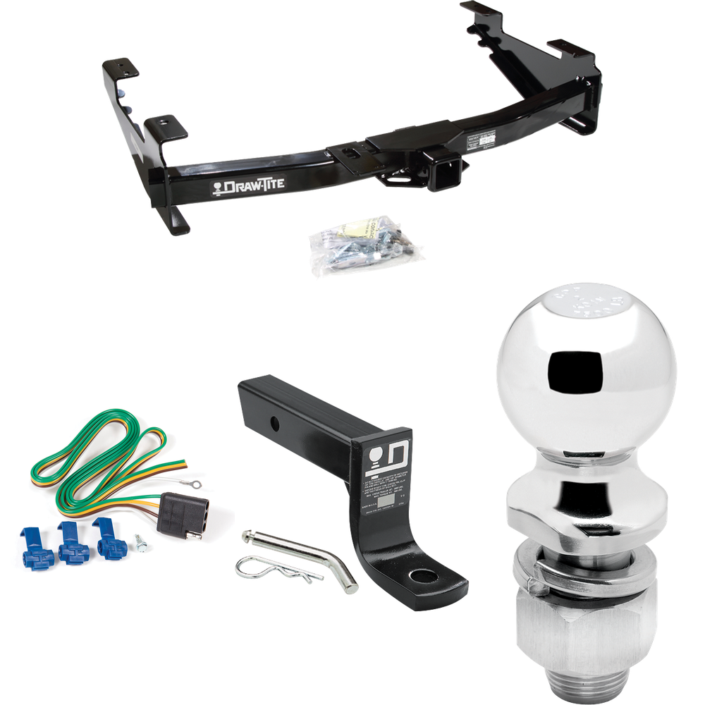 Fits 2003-2007 Chevrolet Silverado 3500 Trailer Hitch Tow PKG w/ 4-Flat Wiring + Ball Mount w/ 4" Drop + 2" Ball (For (Classic) Models) By Draw-Tite