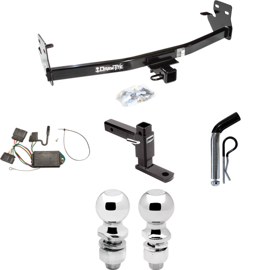 Fits 2004-2012 Chevrolet Colorado Trailer Hitch Tow PKG w/ 4-Flat Wiring + Adjustable Drop Rise Ball Mount + Pin/Clip + 2" Ball + 2-5/16" Ball By Draw-Tite