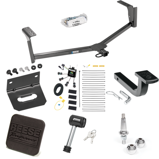Fits 2013-2020 Lincoln MKZ Trailer Hitch Tow PKG w/ 4-Flat Zero Contact "No Splice" Wiring Harness + Draw-Bar + Interchangeable 1-7/8" & 2" Balls + Wiring Bracket + Hitch Cover + Hitch Lock (Excludes: 3.0 Liter Engine Models) By Reese Towpower