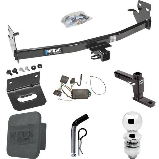 Fits 2006-2006 Isuzu i-280 Trailer Hitch Tow PKG w/ 4-Flat Wiring + Adjustable Drop Rise Ball Mount + Pin/Clip + 2" Ball + Wiring Bracket + Hitch Cover By Reese Towpower