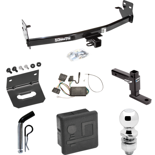 Se adapta al paquete de enganche de remolque Isuzu i-280 2006-2006 con 4 cables planos + soporte de bola ajustable + pasador/clip + bola de 2 pulgadas + soporte de cableado + cubierta de enganche de Draw-Tite