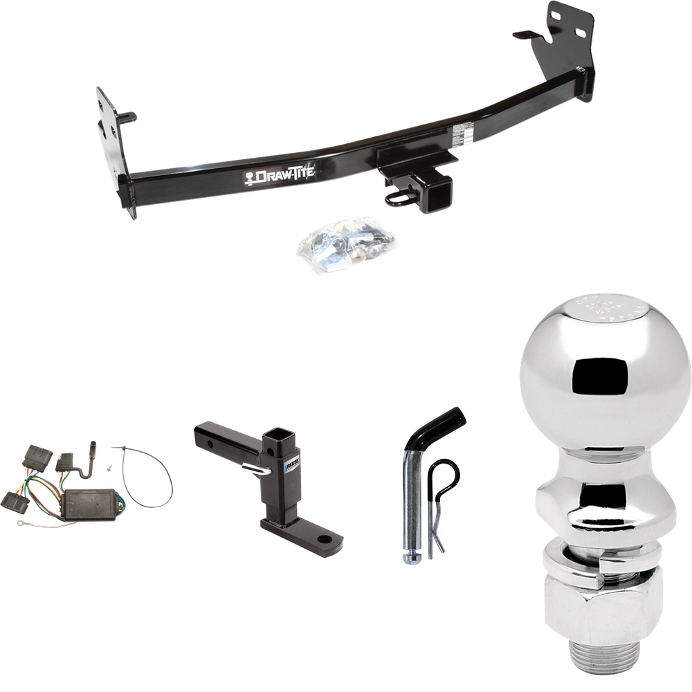 Fits 2007-2008 Isuzu i-370 Trailer Hitch Tow PKG w/ 4-Flat Wiring + Adjustable Drop Rise Ball Mount + Pin/Clip + 2-5/16" Ball By Draw-Tite