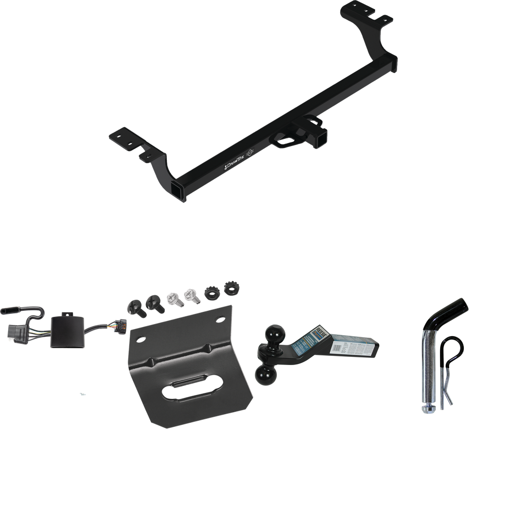 Fits 2022-2023 KIA Carnival Trailer Hitch Tow PKG w/ 4-Flat Wiring Harness + Dual Ball Ball Mount 2" & 2-5/16" Trailer Balls + Pin/Clip +  Wiring Bracket By Draw-Tite