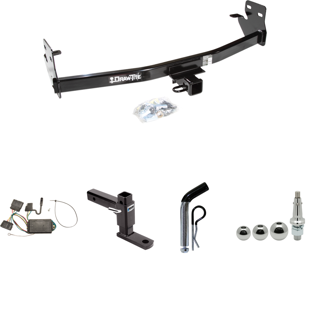 Fits 2007-2008 Isuzu i-370 Trailer Hitch Tow PKG w/ 4-Flat Wiring + Adjustable Drop Rise Ball Mount + Pin/Clip + Inerchangeable 1-7/8" & 2" & 2-5/16" Balls By Draw-Tite