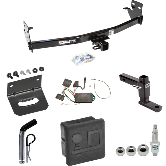 Fits 2006-2006 Isuzu i-350 Trailer Hitch Tow PKG w/ 4-Flat Wiring + Adjustable Drop Rise Ball Mount + Pin/Clip + Inerchangeable 1-7/8" & 2" & 2-5/16" Balls + Wiring Bracket + Hitch Cover By Draw-Tite