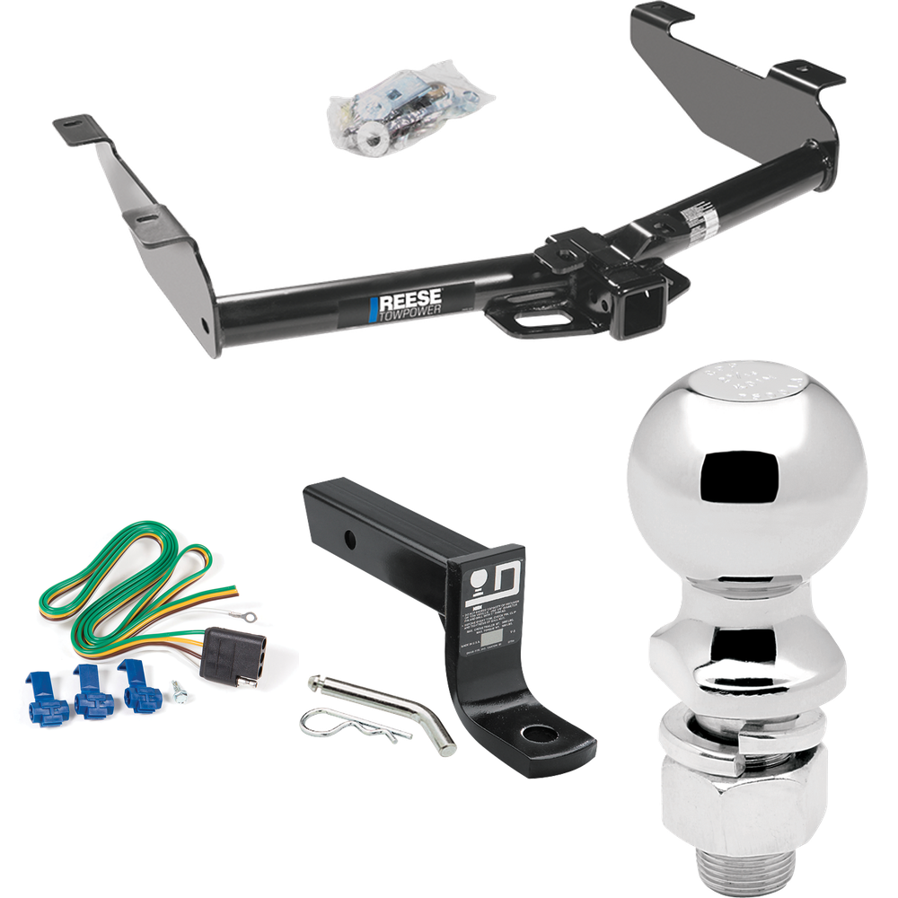 Fits 2001-2002 Chevrolet Silverado 2500 HD Trailer Hitch Tow PKG w/ 4-Flat Wiring + Ball Mount w/ 4" Drop + 2-5/16" Ball By Reese Towpower