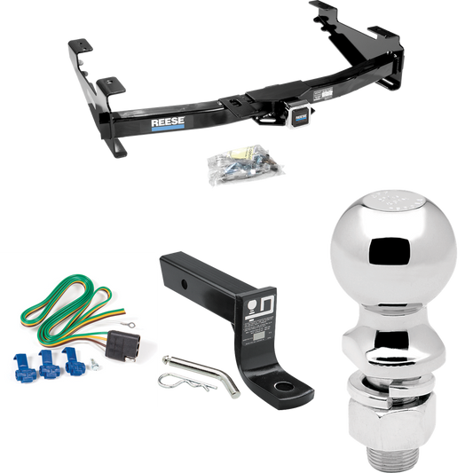 Fits 2003-2007 GMC Sierra 3500 Trailer Hitch Tow PKG w/ 4-Flat Wiring + Ball Mount w/ 4" Drop + 2-5/16" Ball (For (Classic) Models) By Reese Towpower