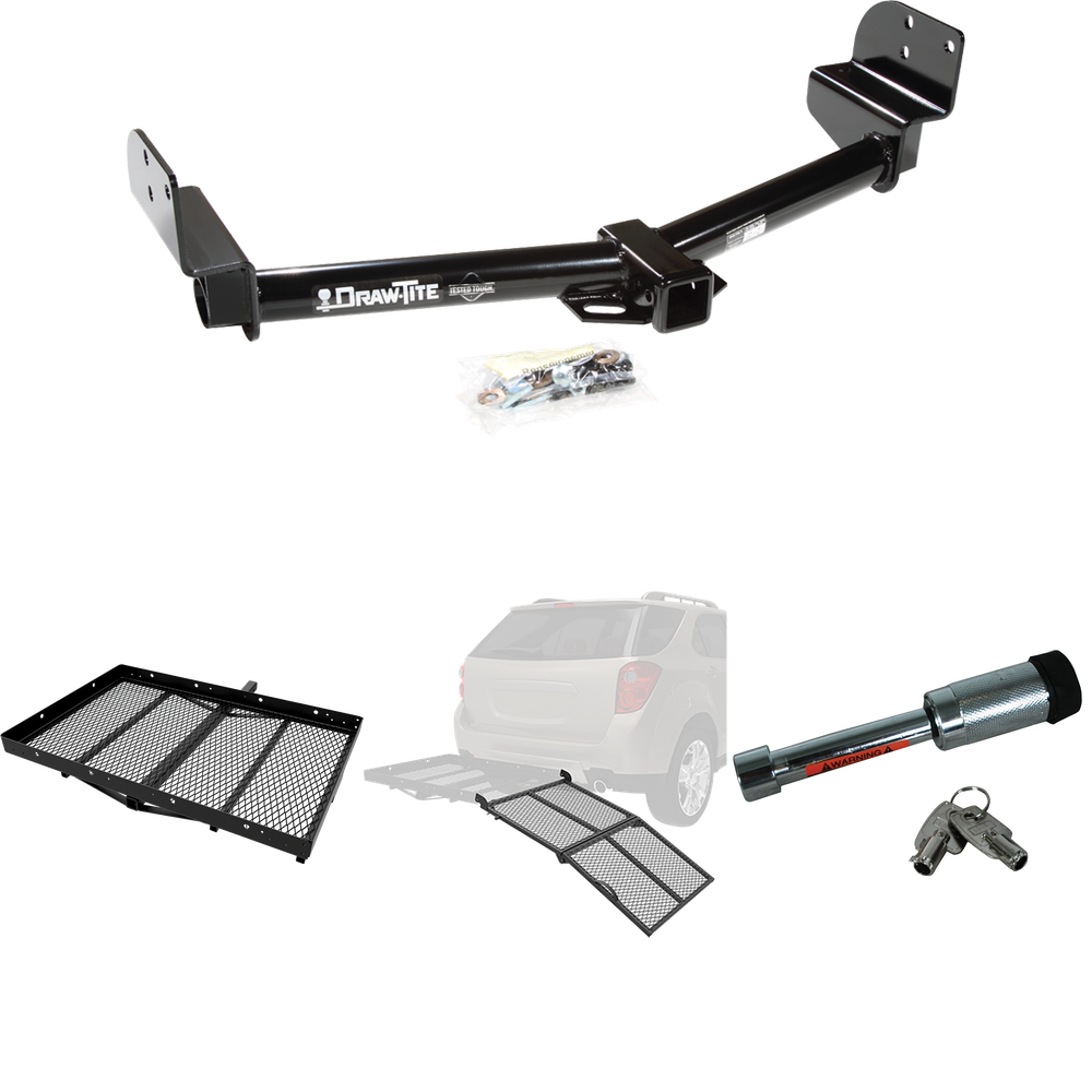 Fits 2003-2005 Lincoln Aviator Trailer Hitch Tow PKG w/ Cargo Carrier + Bi-Fold Ramp + Hitch Lock By Draw-Tite