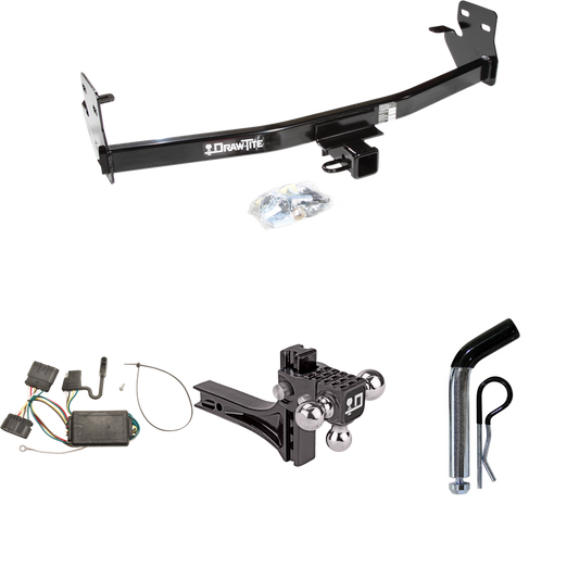 Fits 2007-2008 Isuzu i-370 Trailer Hitch Tow PKG w/ 4-Flat Wiring + Adjustable Drop Rise Triple Ball Ball Mount 1-7/8" & 2" & 2-5/16" Trailer Balls + Pin/Clip By Draw-Tite