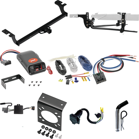 Fits 2022-2023 KIA Carnival Trailer Hitch Tow PKG w/ 6K Round Bar Weight Distribution Hitch w/ 2-5/16" Ball + Pin/Clip + Pro Series POD Brake Control + Generic BC Wiring Adapter + 7-Way RV Wiring By Reese Towpower