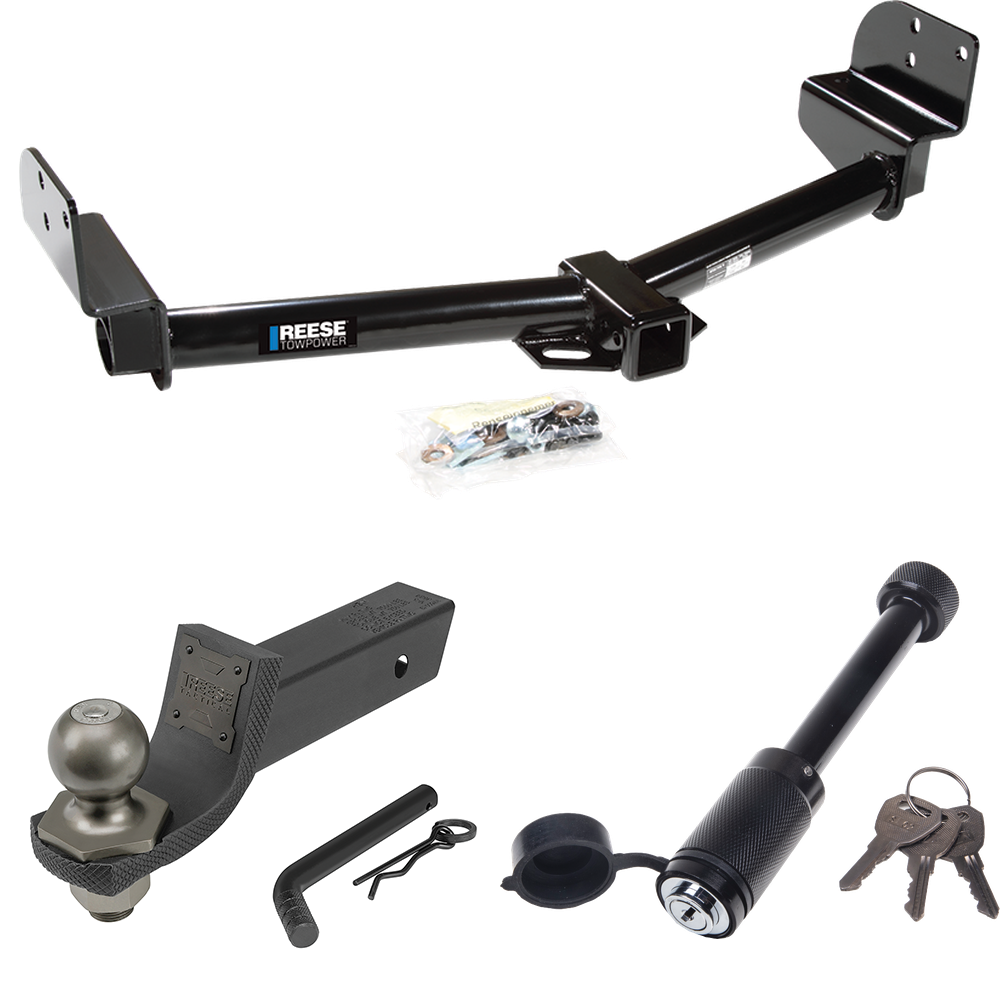 Fits 2002-2003 Mercury Mountaineer Trailer Hitch Tow PKG + Interlock Tactical Starter Kit w/ 2" Drop & 2" Ball + Tactical Dogbone Lock By Reese Towpower