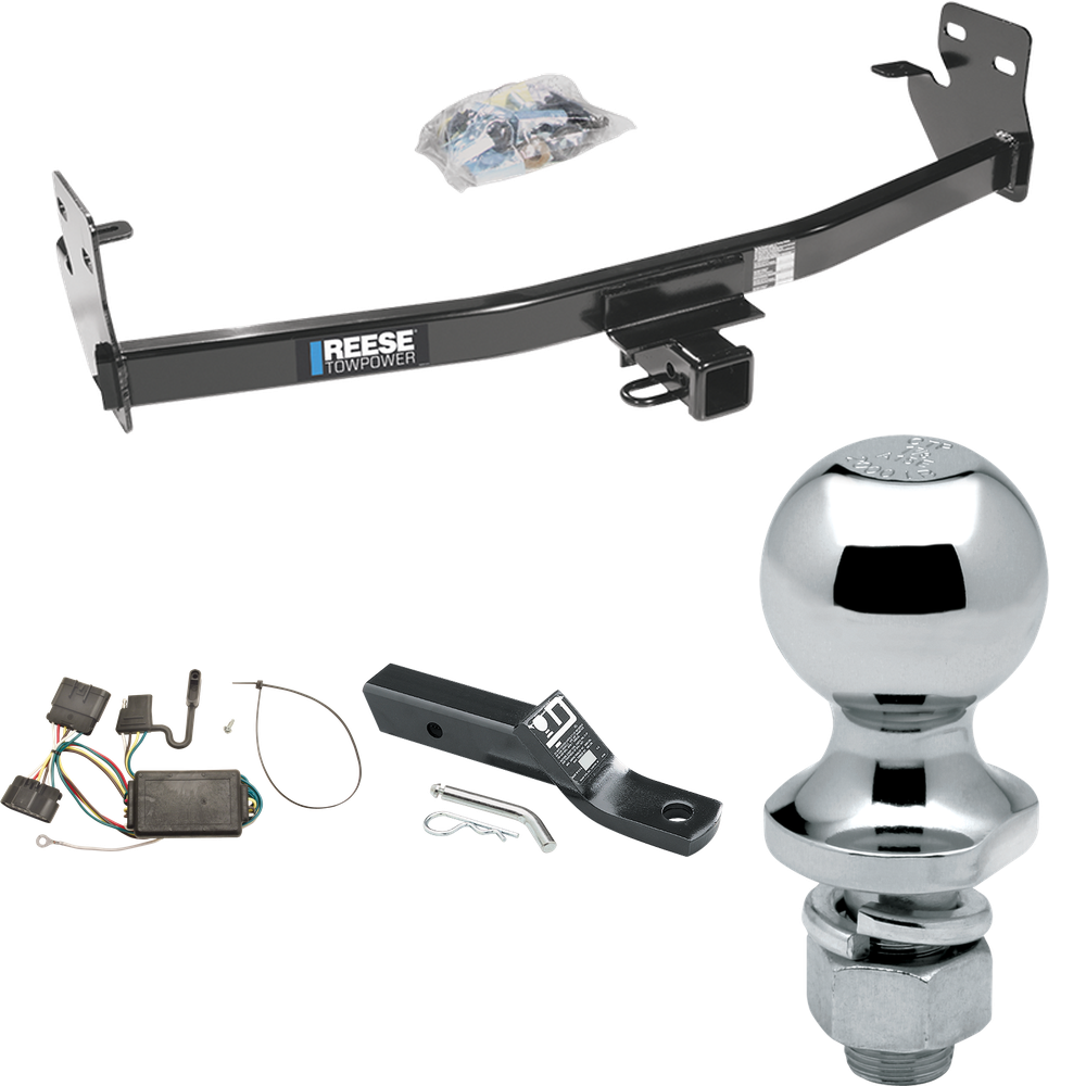 Fits 2007-2008 Isuzu i-370 Trailer Hitch Tow PKG w/ 4-Flat Wiring + Ball Mount w/ 2" Drop + 1-7/8" Ball By Reese Towpower