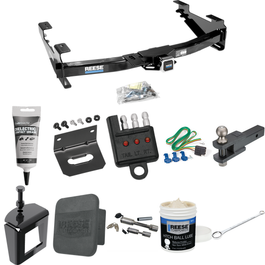 Fits 2003-2007 Chevrolet Silverado 2500 HD Trailer Hitch Tow PKG w/ 4-Flat Wiring + Clevis Hitch Ball Mount w/ 2" Ball + Wiring Bracket + Hitch Cover + Dual Hitch & Coupler Locks + Wiring Tester + Ball Lube + Electric Grease + Ball Wrench + Anti Ratt