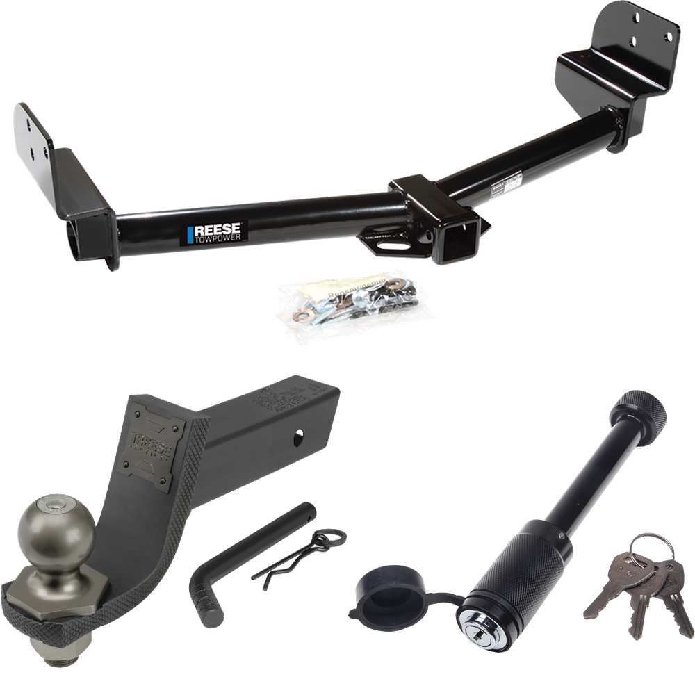 Fits 2003-2004 Lincoln Aviator Trailer Hitch Tow PKG + Interlock Tactical Starter Kit w/ 3-1/4" Drop & 2" Ball + Tactical Dogbone Lock By Reese Towpower