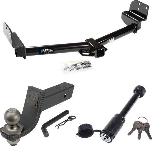 Fits 2003-2004 Lincoln Aviator Trailer Hitch Tow PKG + Interlock Tactical Starter Kit w/ 3-1/4" Drop & 2" Ball + Tactical Dogbone Lock By Reese Towpower