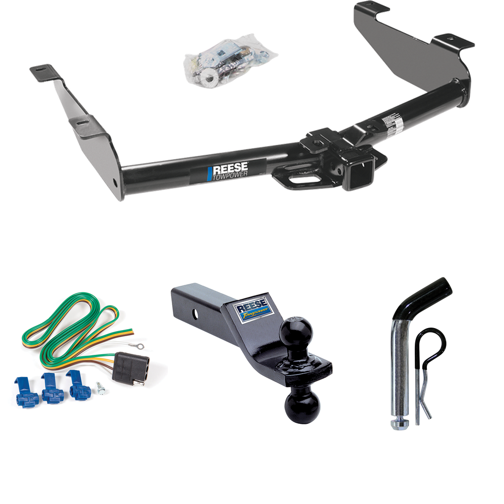 Fits 2001-2002 Chevrolet Silverado 3500 Trailer Hitch Tow PKG w/ 4-Flat Wiring + Dual Ball Ball Mount 1-7/8" & 2" Trailer Balls + Pin/Clip By Reese Towpower