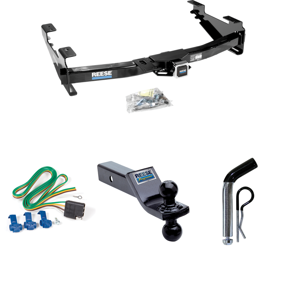 Se adapta al paquete de enganche de remolque Chevrolet Silverado 2500 HD 2003-2007 con 4 cables planos + soporte de bola doble de 1-7/8" y 2" bolas de remolque + pasador/clip (para modelos (clásicos)) de Reese Towpower