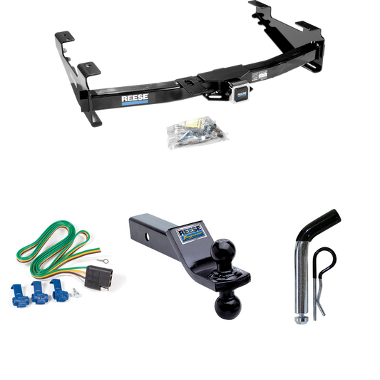 Se adapta al paquete de enganche de remolque Chevrolet Silverado 2500 HD 2003-2007 con 4 cables planos + soporte de bola doble de 1-7/8" y 2" bolas de remolque + pasador/clip (para modelos (clásicos)) de Reese Towpower