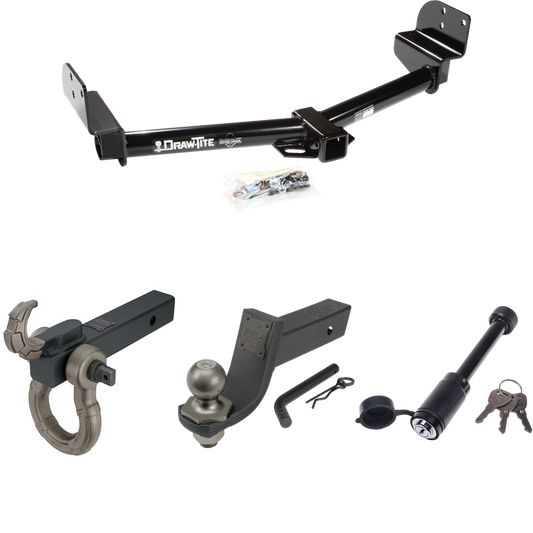 Fits 2003-2004 Lincoln Aviator Trailer Hitch Tow PKG + Interlock Tactical Starter Kit w/ 3-1/4" Drop & 2" Ball + Tactical Hook & Shackle Mount + Tactical Dogbone Lock By Draw-Tite