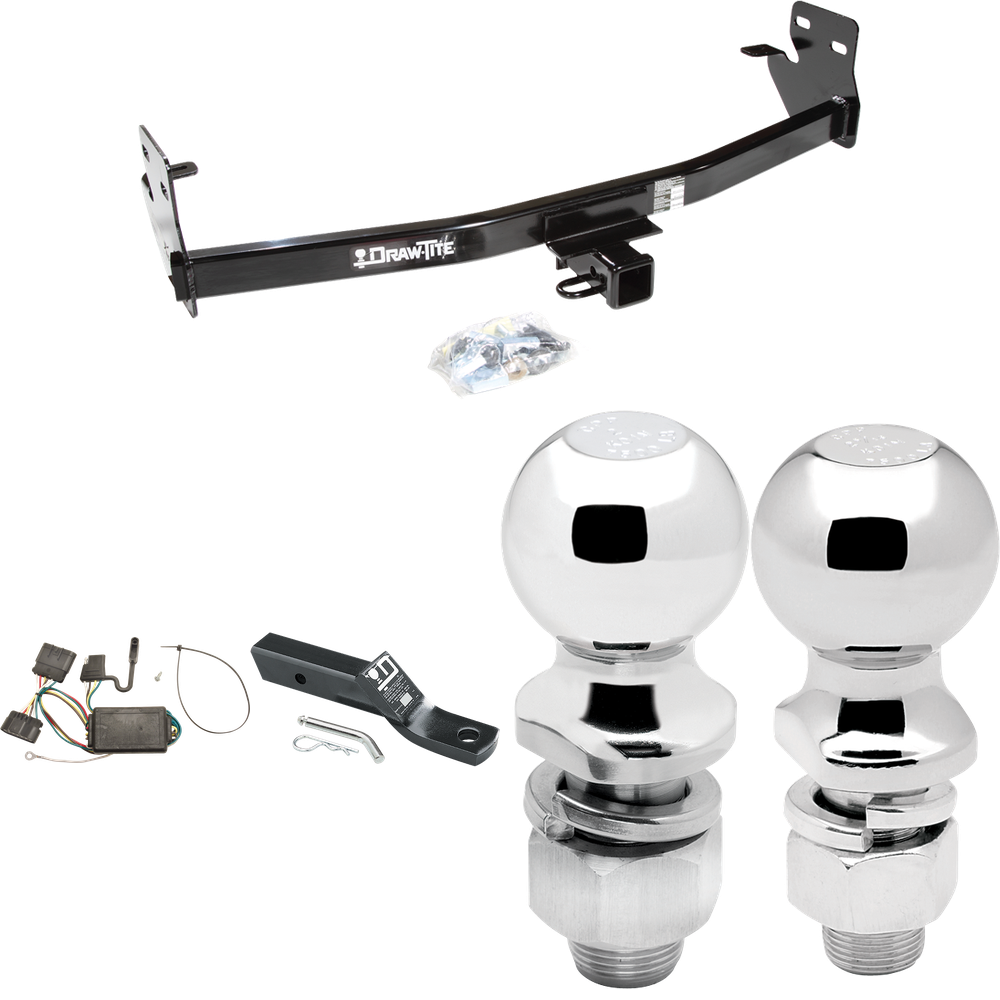 Se adapta al paquete de enganche de remolque Isuzu i-290 2007-2008 con cableado plano de 4 + soporte de bola con caída de 2" + bola de 2" + bola de 2-5/16" de Draw-Tite