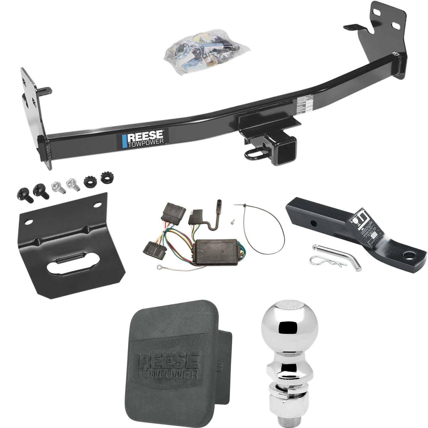 Fits 2006-2006 Isuzu i-280 Trailer Hitch Tow PKG w/ 4-Flat Wiring + Ball Mount w/ 2" Drop + 2-5/16" Ball + Wiring Bracket + Hitch Cover By Reese Towpower