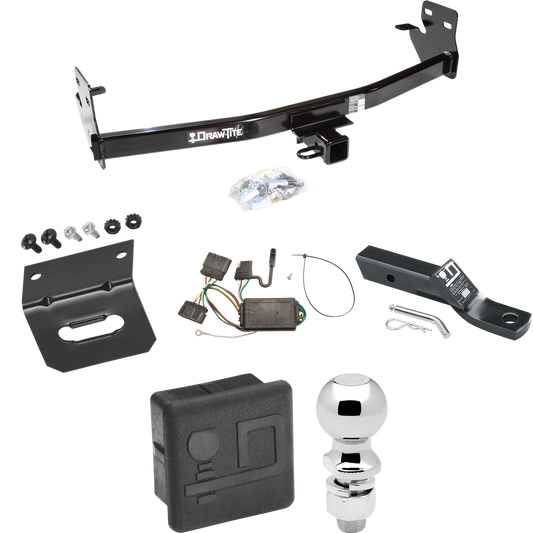 Se adapta al paquete de enganche de remolque Isuzu i-350 2006-2006 con 4 cables planos + soporte de bola con caída de 2" + bola de 2-5/16" + soporte de cableado + cubierta de enganche de Draw-Tite