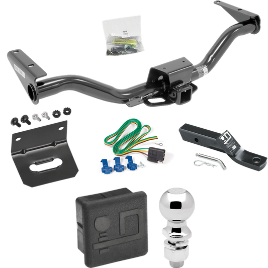 Fits 2015-2022 Chevrolet Colorado Trailer Hitch Tow PKG w/ 4-Flat Wiring + Ball Mount w/ 2" Drop + 2-5/16" Ball + Wiring Bracket + Hitch Cover By Draw-Tite