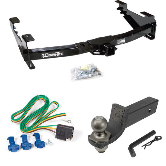 Fits 2003-2007 GMC Sierra 3500 Trailer Hitch Tow PKG w/ 4-Flat Wiring + Interlock Tactical Starter Kit w/ 2" Drop & 2" Ball (For (Classic) Models) By Draw-Tite