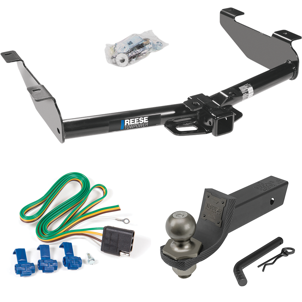 Fits 2003-2007 GMC Sierra 2500 HD Trailer Hitch Tow PKG w/ 4-Flat Wiring + Interlock Tactical Starter Kit w/ 2" Drop & 2" Ball (For (Classic) Models) By Reese Towpower